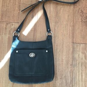 Coach black leather cross body bag